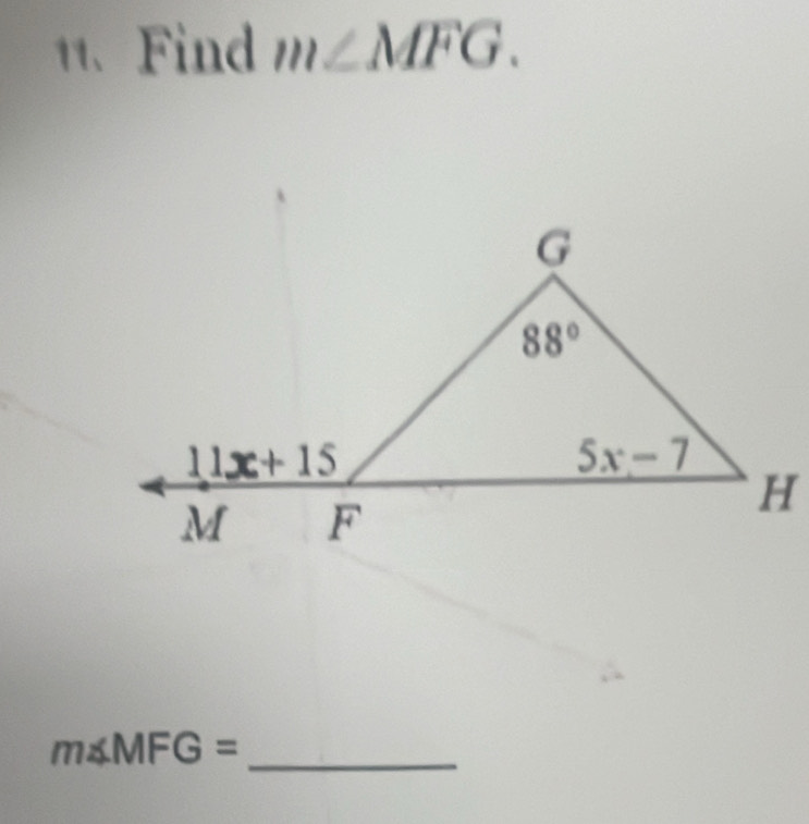 Find m∠ MFG.
m∠ MFG= _