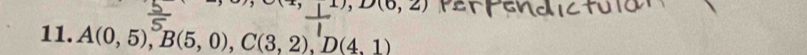 (1), D(6,2)
11. A(0,5), B(5,0), C(3,2), D(4,1)