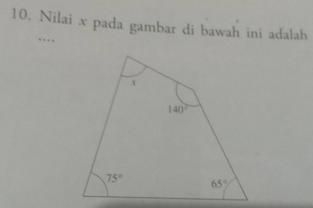 Nilai x pada gambar di bawah ini adalah