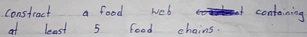 constract a food web containing 
at least 5 food chains.