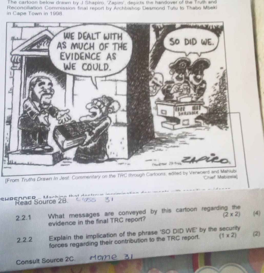 Solved: The cartoon below drawn by J Shapiro, 'Zapiro', depicts the ...
