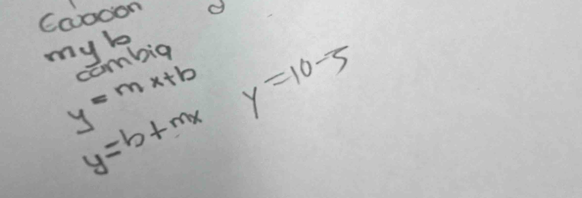 Caooon 
my b
y=mx+b y=10-5
combig
y=b+mx