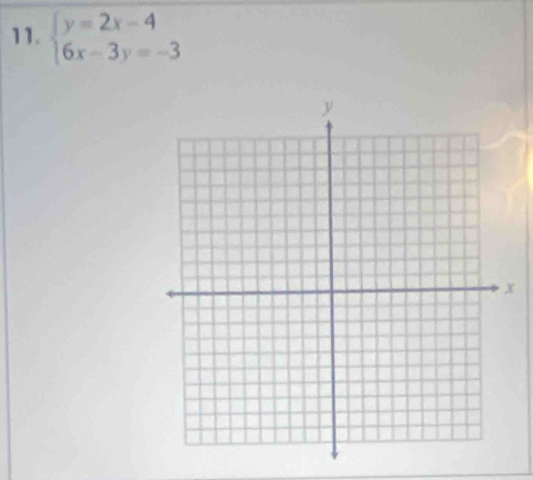 beginarrayl y=2x-4 6x-3y=-3endarray.