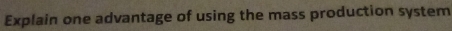 Explain one advantage of using the mass production system