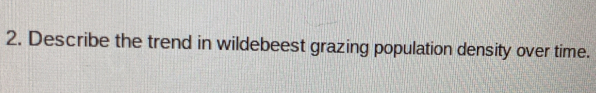 Describe the trend in wildebeest grazing population density over time.