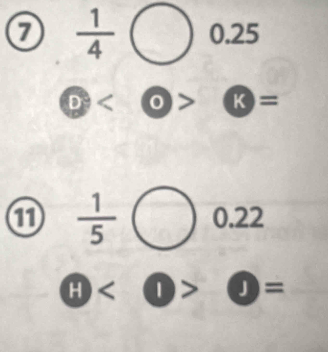  1/4 bigcirc 0.25
□  J
0<0>(k)=
11  1/5 
0.22
H)