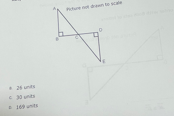 A
B. 26 units
c. 30 units
D. 169 units 3