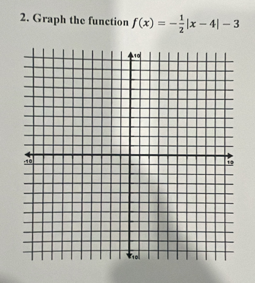 Graph the function f(x)=- 1/2 |x-4|-3