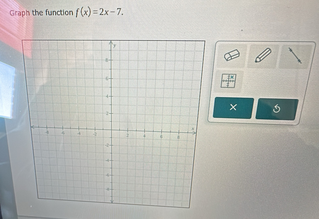 Graph the function f(x)=2x-7. 
×