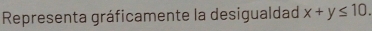 Representa gráficamente la desigualdad x+y≤ 10.