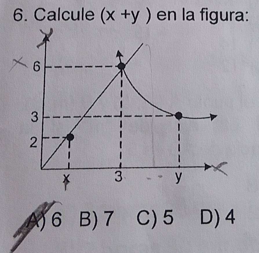 Calcule (x+y) en la figura:
6 B) 7 C) 5 D) 4