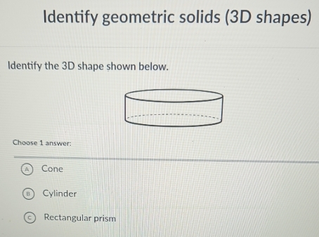 Solved: Identify geometric solids (3D shapes) ldentify the 3D shape ...