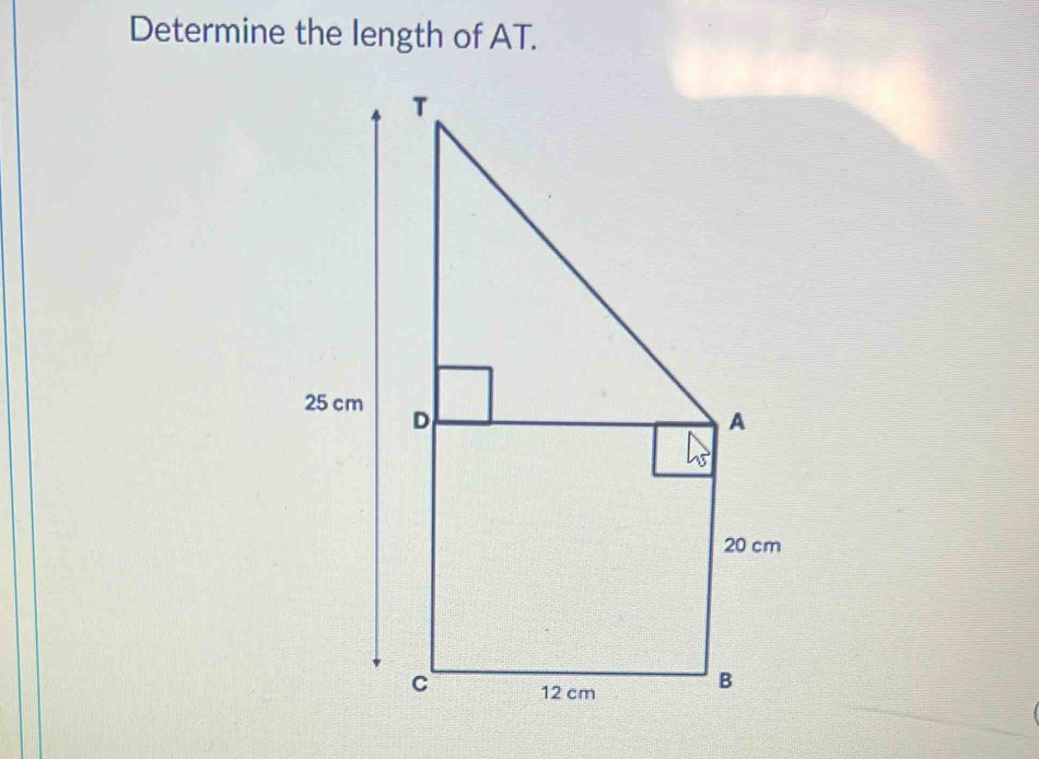 Determine the length of AT.