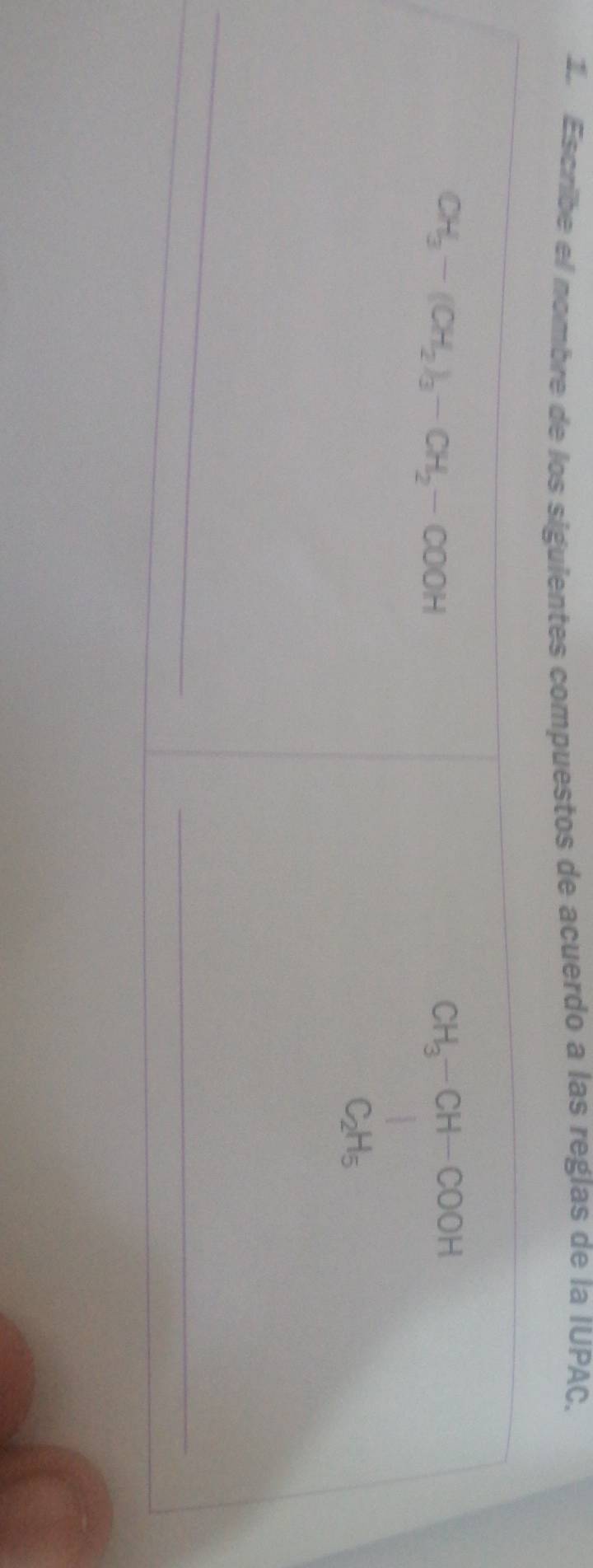 Escribe el nombre de los siguientes compuestos de acuerdo a las reglas de la IUPAC.