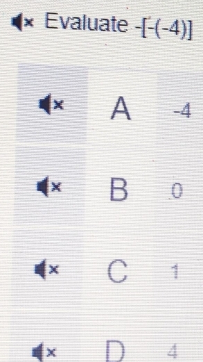 Evaluate -[-(-4)]
4
I 4