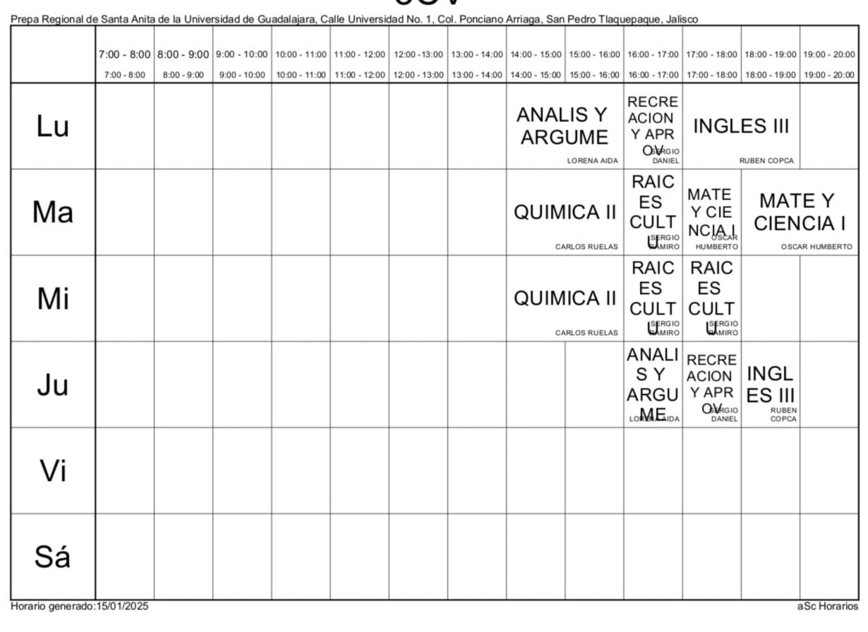 Prepa Regional de Santa Anita de la Universidad de Guadalajara, Calle Universidad No. 1, Col. Ponciano Arriaga, San Pedro Tlaquepaque, Jalisco
20:00
20:00
I
RTO
Horario generado:15/01/2025 aSc Horarios