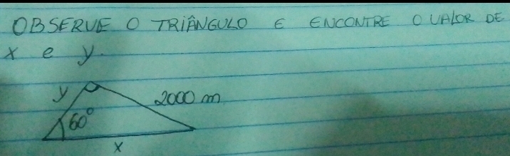 OBSERVE O TRINNGULO E ENCONTRE O UALOR DE
x e y