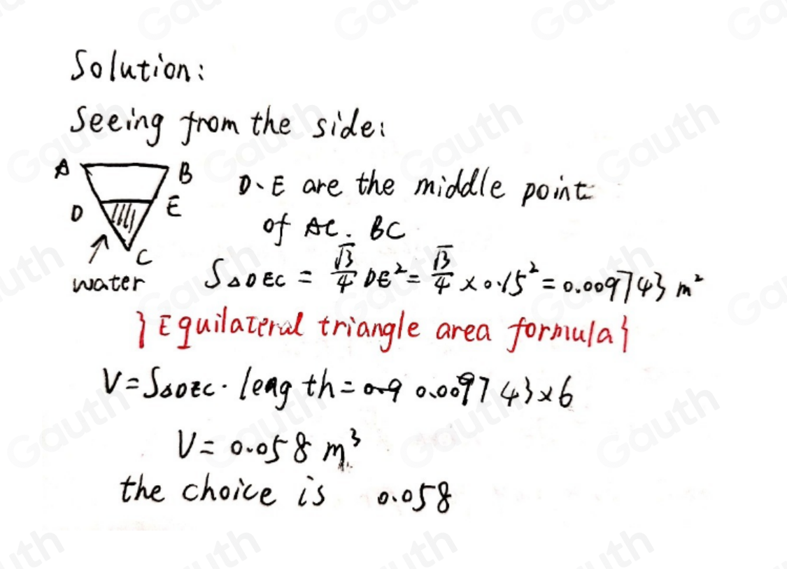 Solved: A trough has an open top 0.30 m by 6 m and closed vertical ends ...