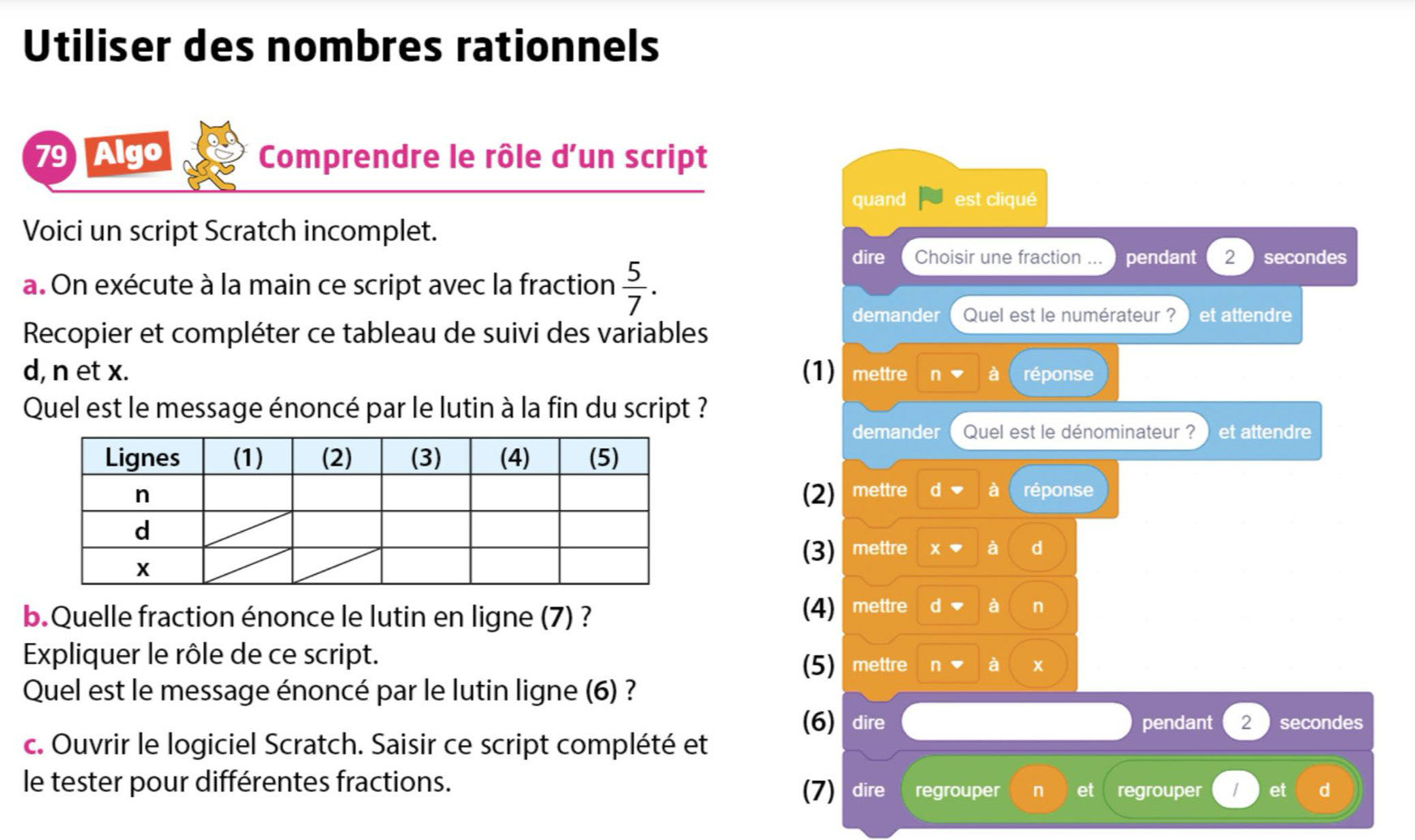 Résolu :Utiliser des nombres rationnels 79 Algo Comprendre le rôle d'un ...