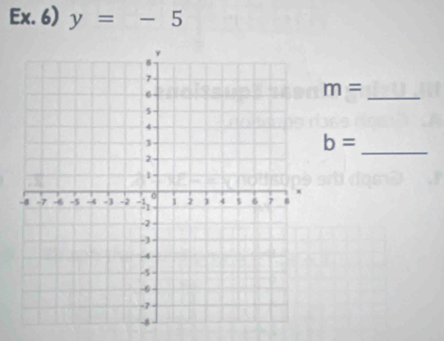 Ex. 6) y=-5
_
m=
b=
_