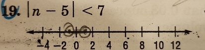 19 |n-5|<7</tex>
-2 0 2 4 6 8 10 12