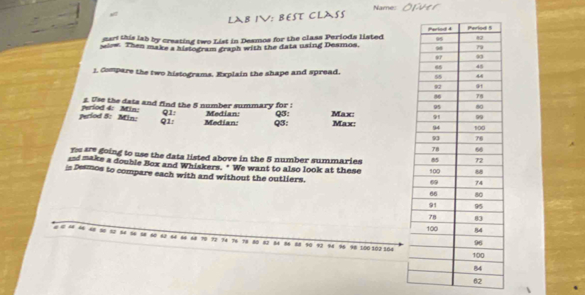 Solved: Name: s/7 LAB IV: BEST CLASS sart this lab by creating two List ...