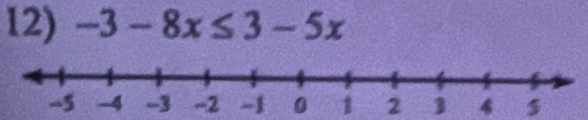 -3-8x≤ 3-5x
0 1 2 1 4