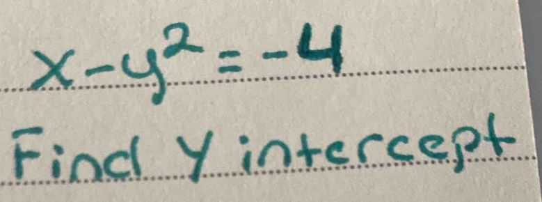 x-y^2=-4
Find y intercept