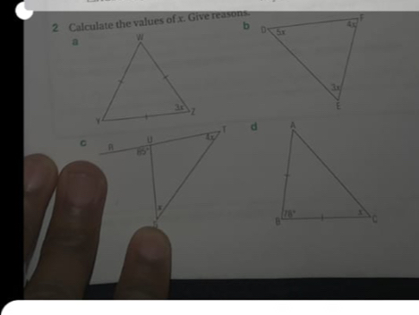 Calculate the values of x. Give reasons
a
d
C