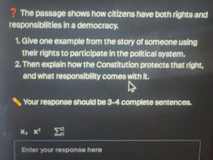 Solved: ? The passage shows how citizens have both rights and ...