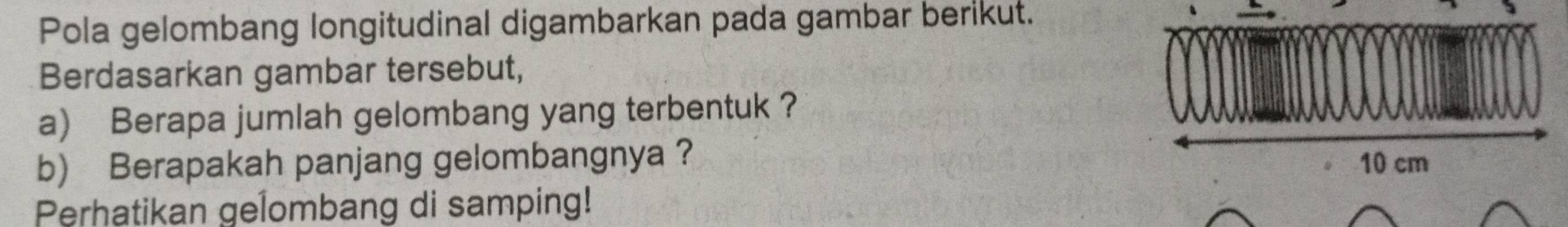 Telah dijawab:Pola gelombang longitudinal digambarkan pada gambar ...
