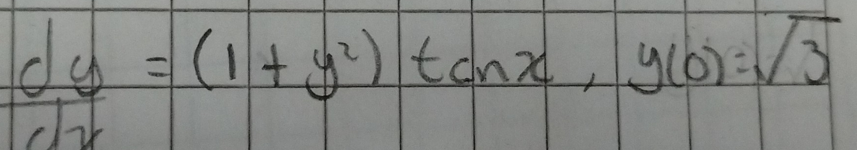  dy/dx =(1+y^2)tan x, y(0)=sqrt(3)