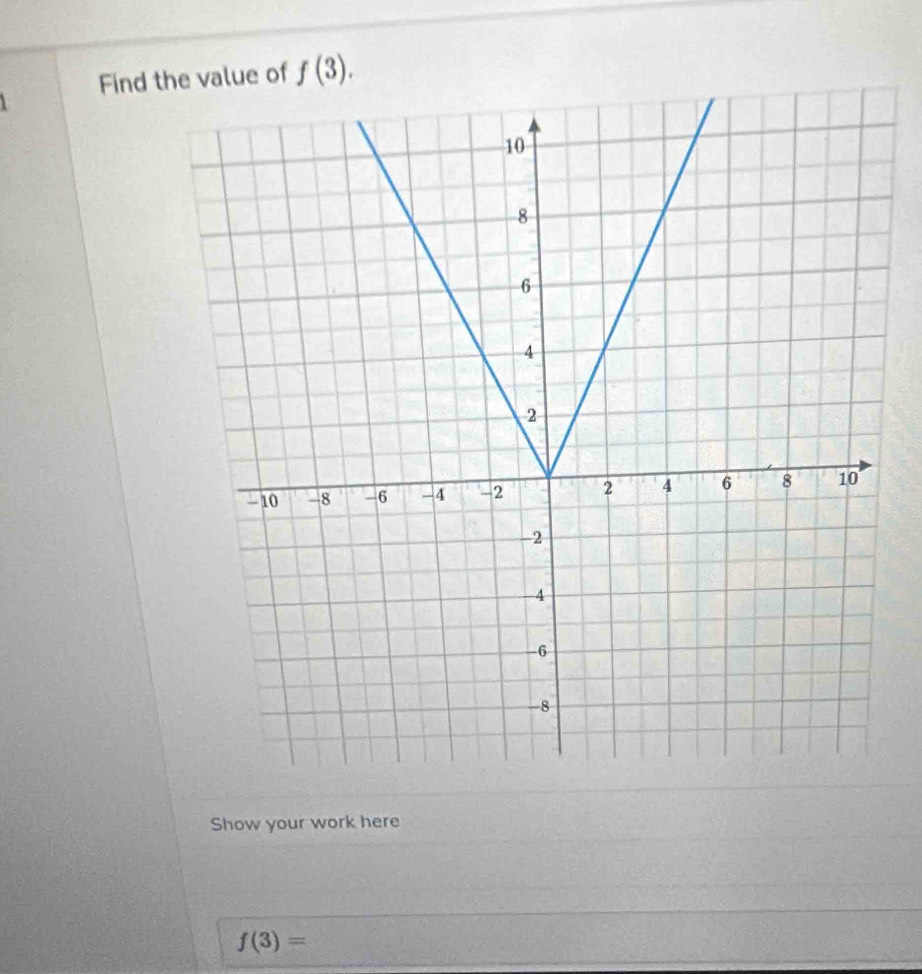 Find tue of f(3). 
Show your work here
f(3)=