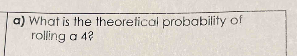 What is the theoretical probability of 
rolling a 4?