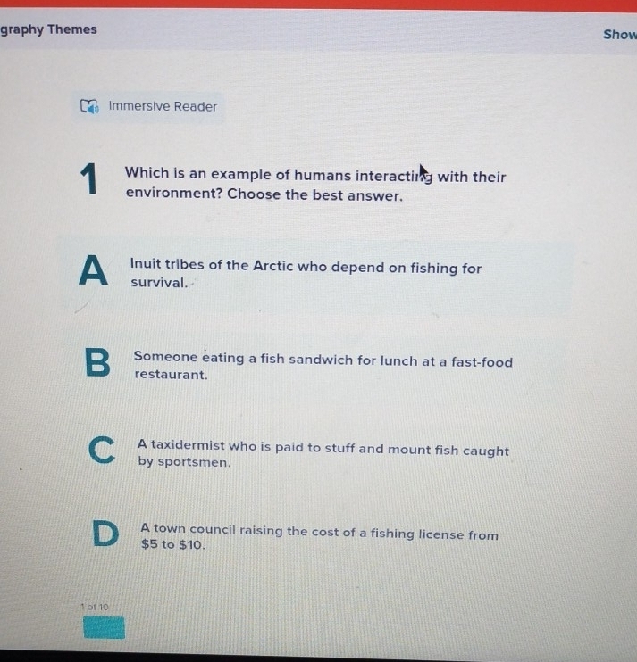 Solved: graphy Themes Show Immersive Reader 1 Which is an example of ...