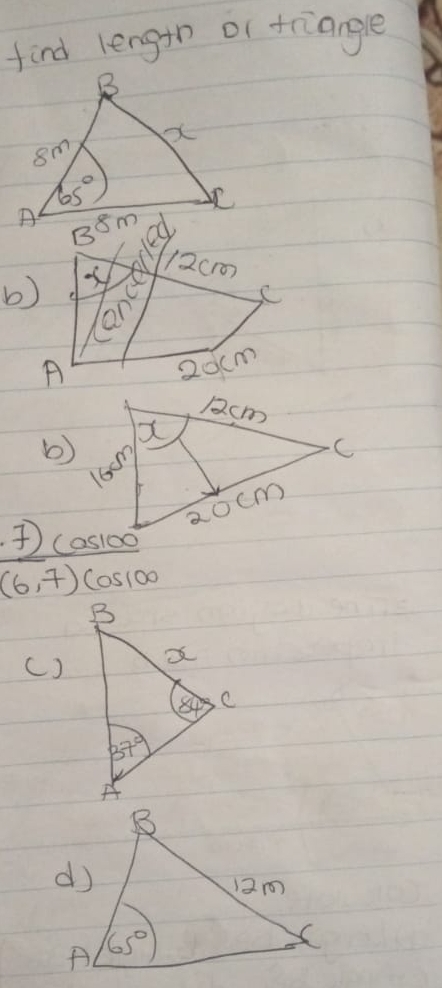 find length or triangle
b)

(6,7) (os10o
()