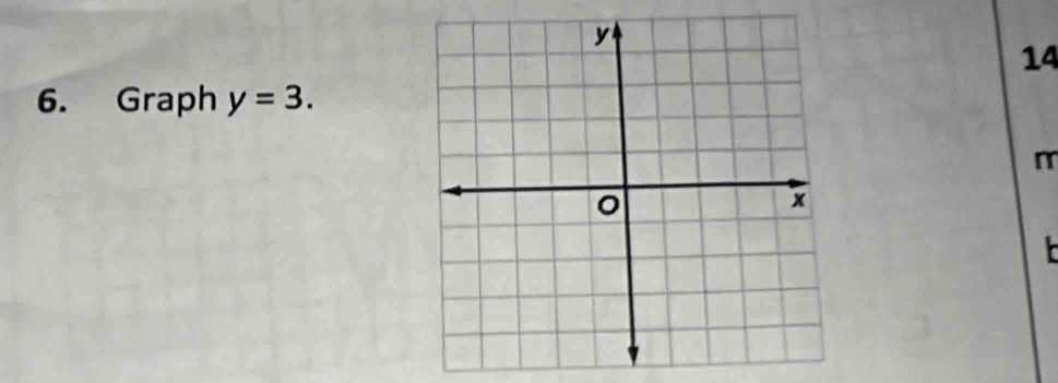 14 
6. Graph y=3.
m