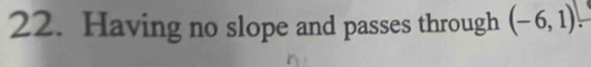 Having no slope and passes through (-6,1)