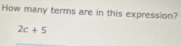 How many terms are in this expression?
2c+5