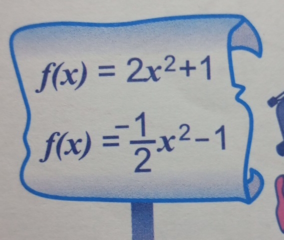 f(x)=2x^2+1
f(x)= (-1)/2 x^2-1