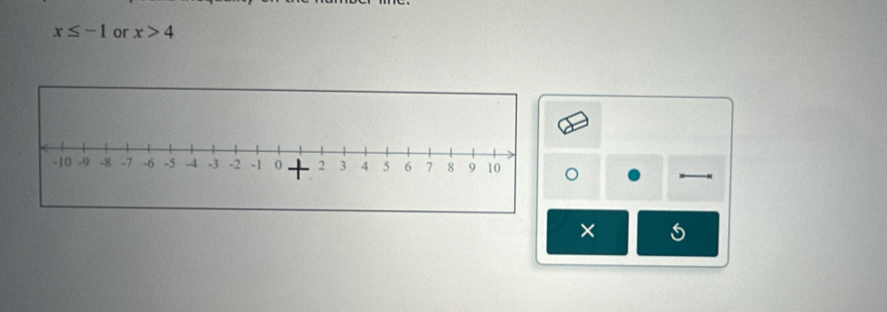 x≤ -1 or x>4
。 
×