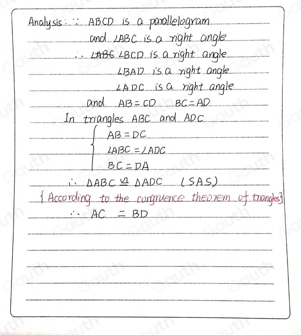 Solved: Given: ABCD is a parallelogram and ∠ ABC is a right angle ...