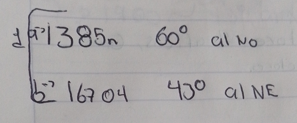 = □ /□   60° al No
 1/2 =frac frac y-1)^6
dsqrt(21385)-60 43° O
1)NE