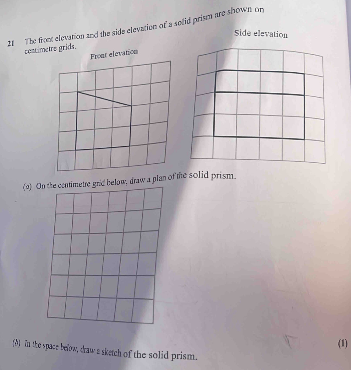 Solved: The front elevation and the side elevation of a solid prism are ...