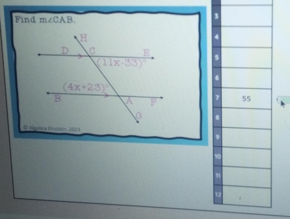 Find m∠ CAB.