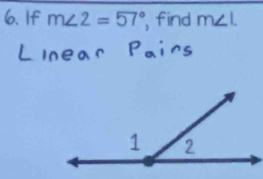 If m∠ 2=57° find m∠ L