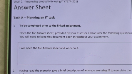 Solved: Level 2 - Improving productivity using IT (7574-201) Answer ...
