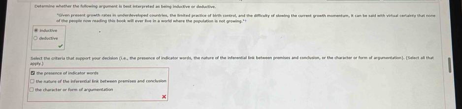 Solved: Determine whether the following argument is best interpreted as ...