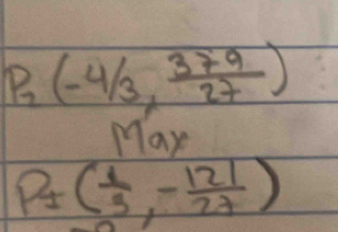 P_7(-4/3, 379/27 )
Max
P_1( 1/3 ,- 121/27 )