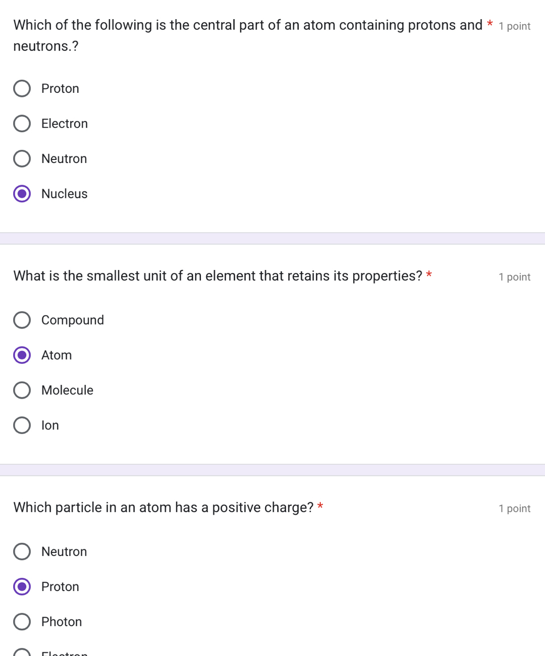 Solved: Which of the following is the central part of an atom ...